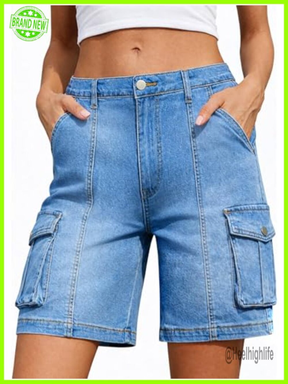 Women's Bermuda Cargo Shorts High Waisted Cotton Stretch Hiking Shorts